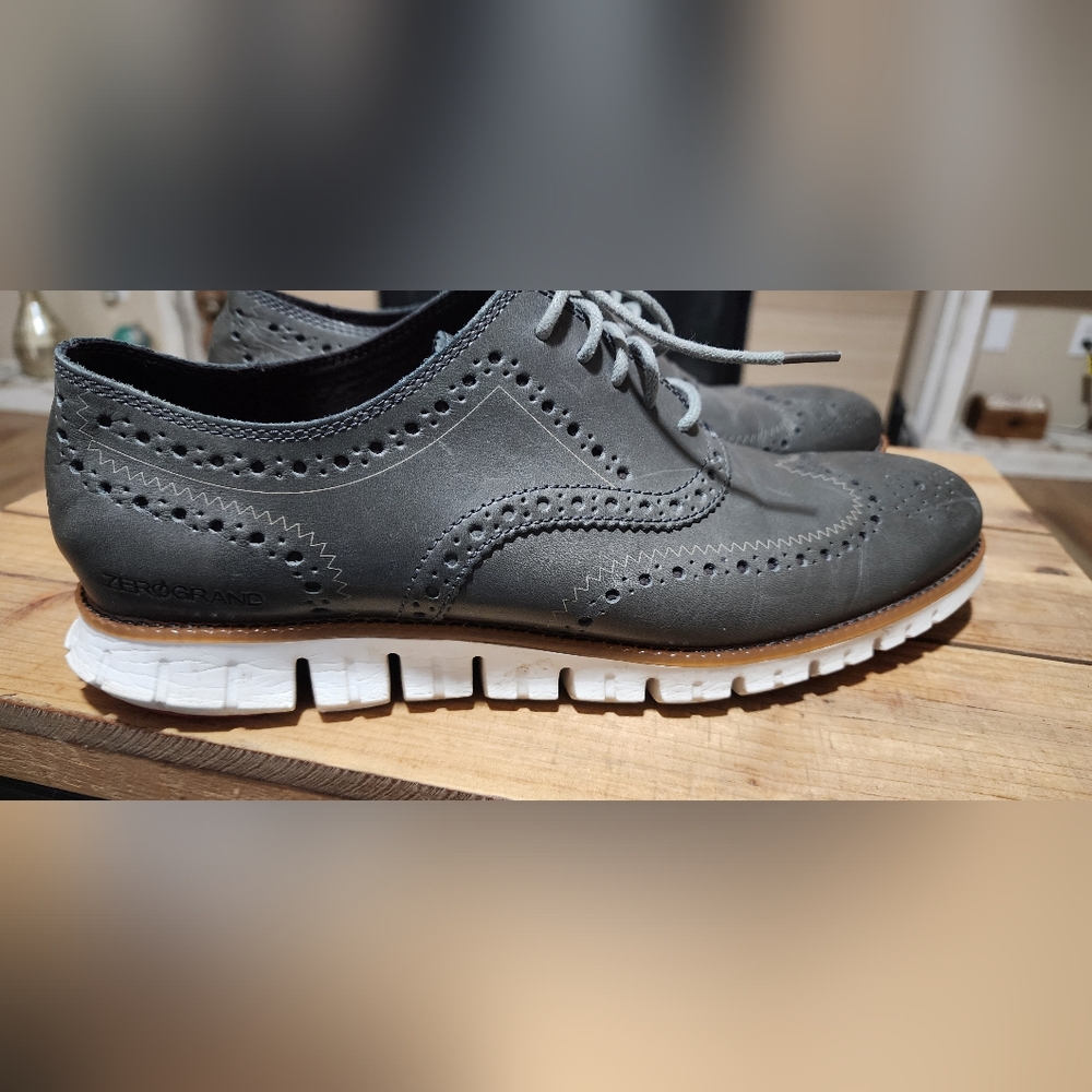 Cole Haan mens sz10 zerogrand oxford shoes grey leather